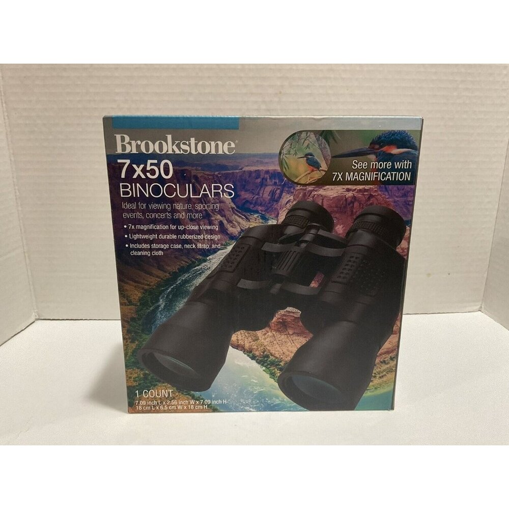 Brookstone 7 x 50 Binoculars w/Carrying Case and Neck Strap NEW FACTORY SEALED
